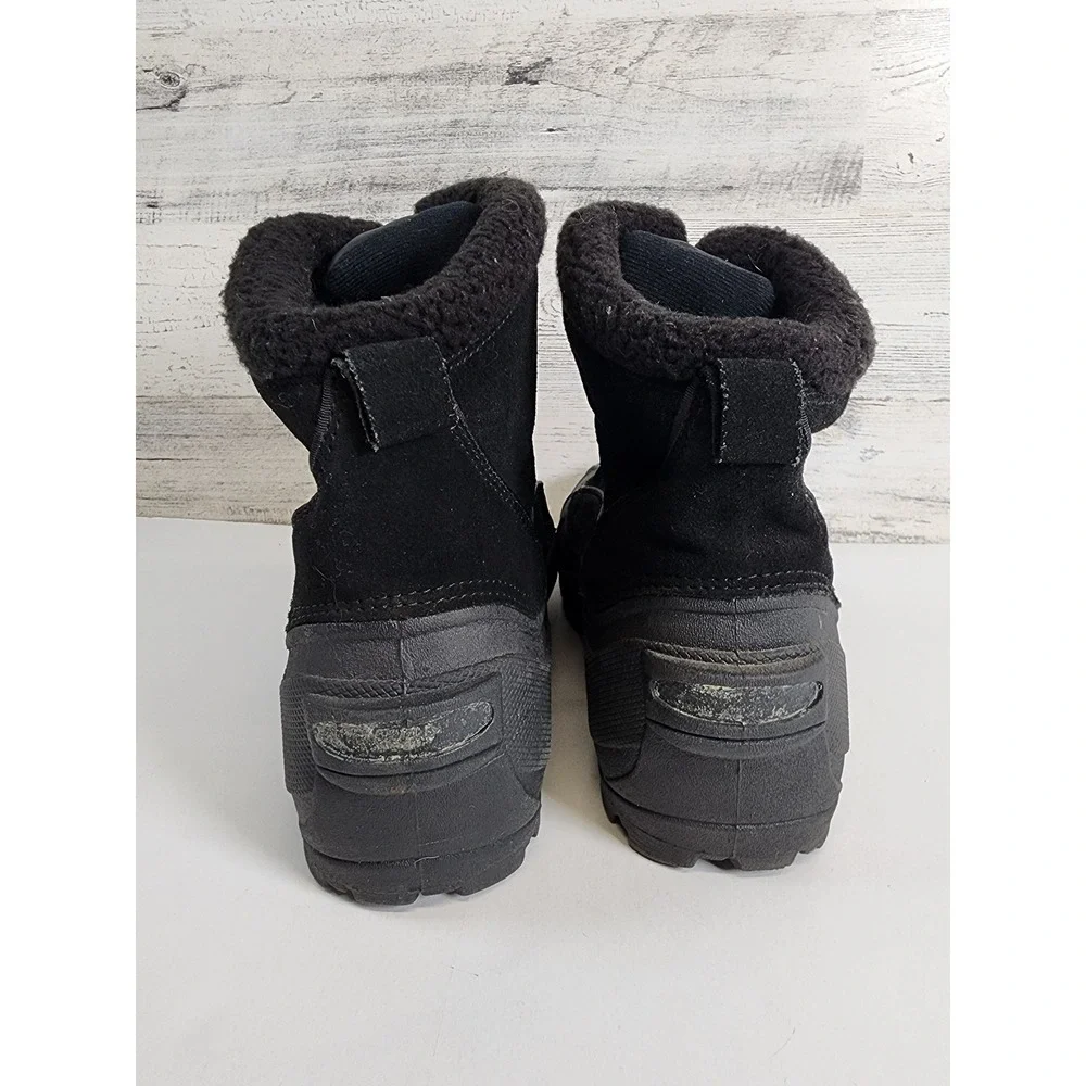 Sorel Crestwynd Winter Boots Women 9.5 Black Zip Front Faux Fur Trim Fair‎